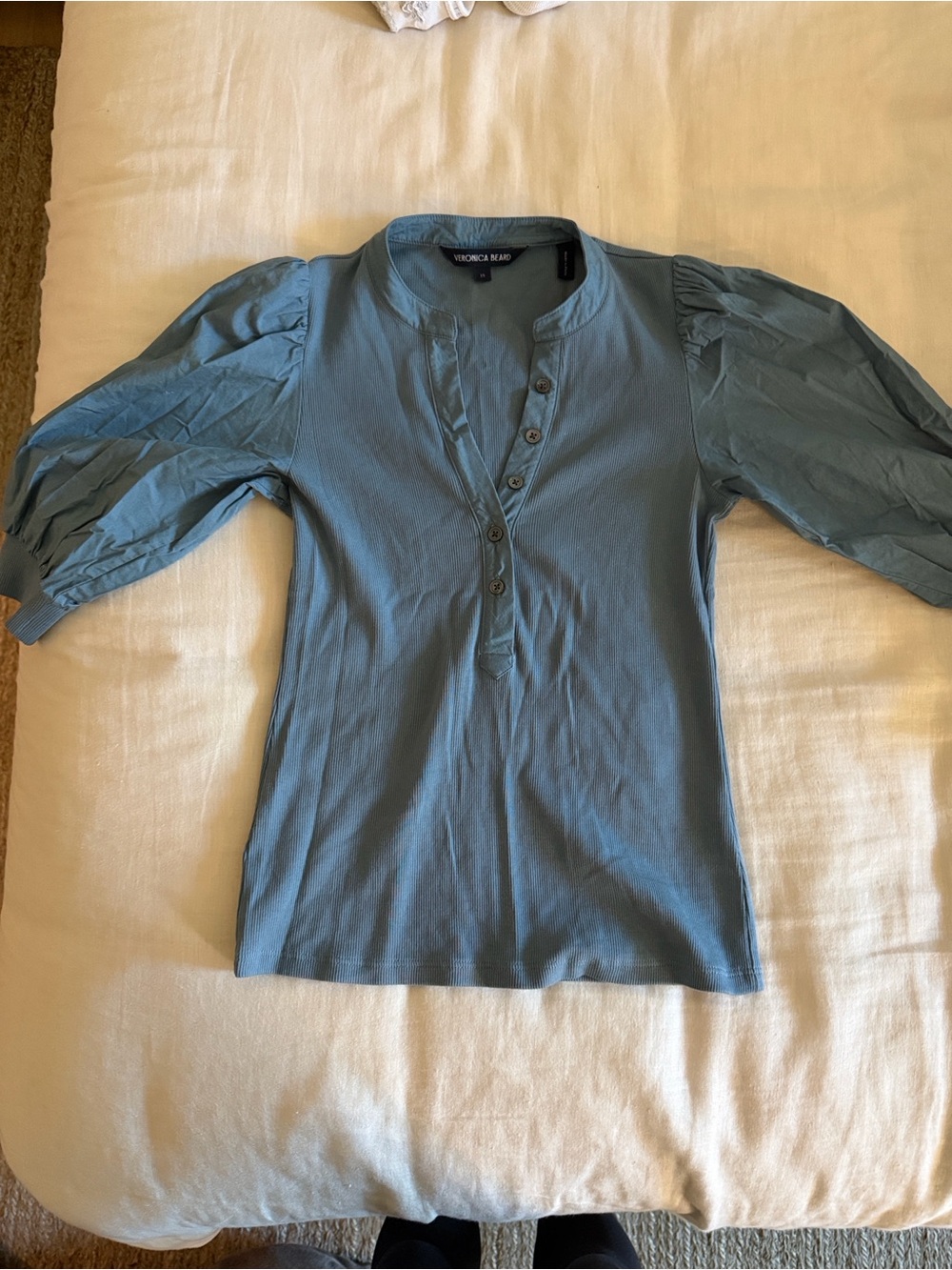 Veronica Beard Blue Puff-Sleeve Coralee Top - Women's - Picture 4 of 6